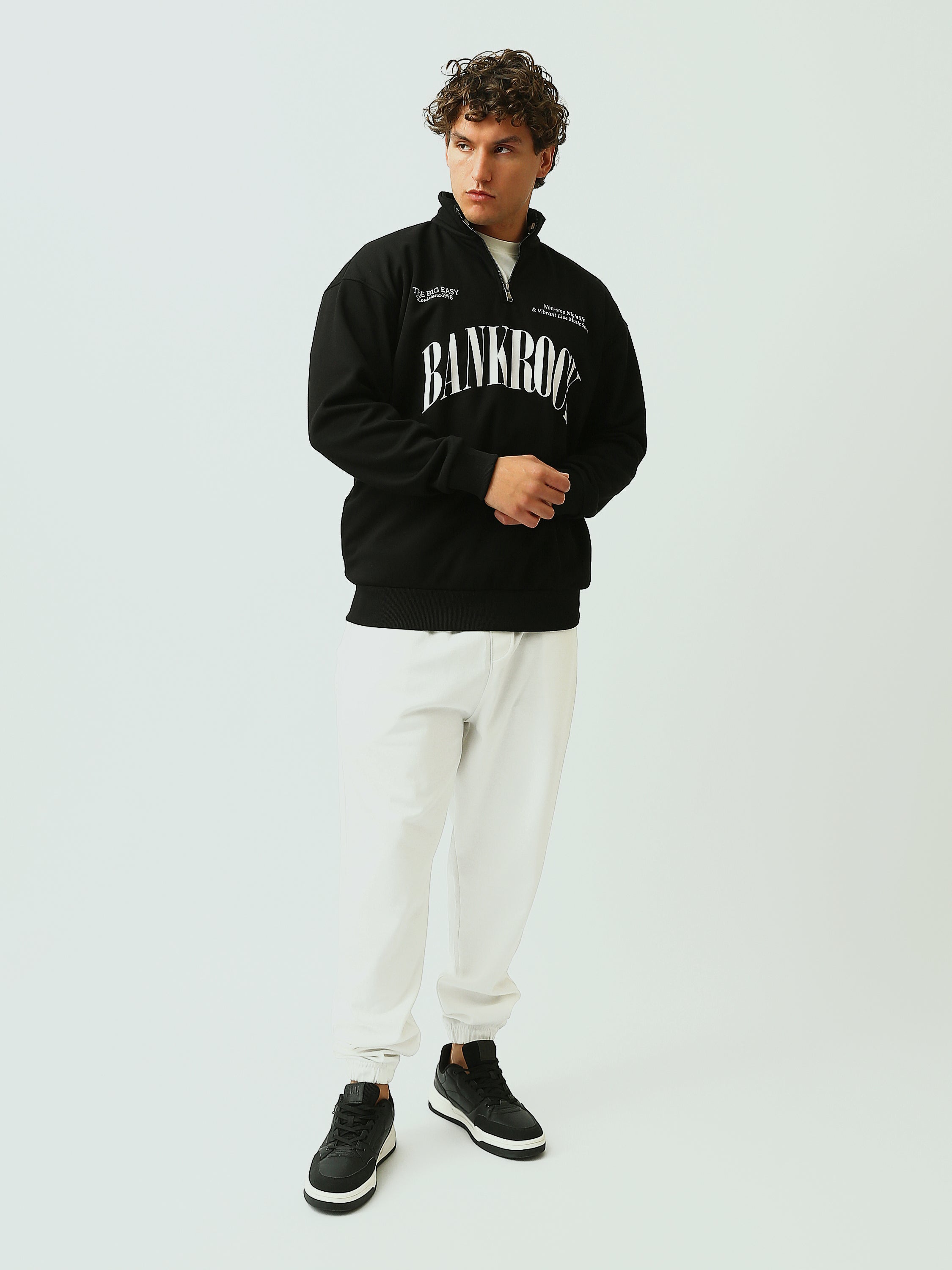 Sweat Homme Col Montant Zippé Oversize Imprimé BANKROCK - SWS26WQNL26440TM1