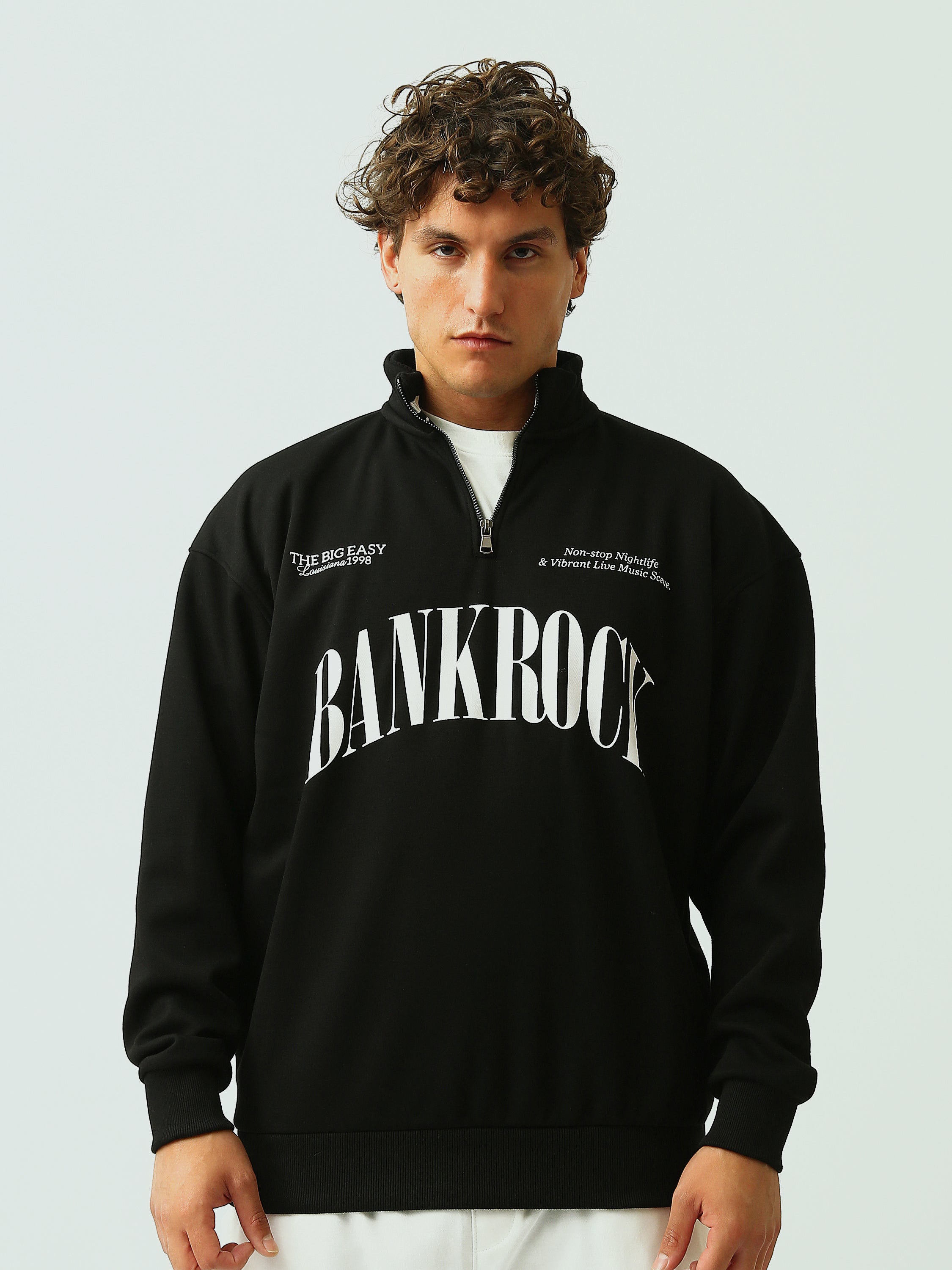 Sweat Homme Col Montant Zippé Oversize Imprimé BANKROCK - SWS26WQNL26440TM1