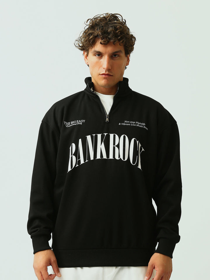 Sweat Homme Col Montant Zippé Oversize Imprimé BANKROCK - SWS26WQNL26440TM1