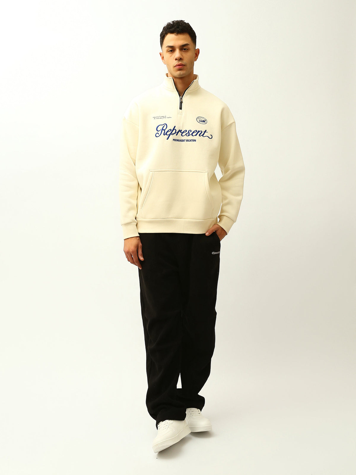 Sweat Homme à Col Montant Zippé avec Broderie – Style Streetwear - SWS26WQNL26577TM1