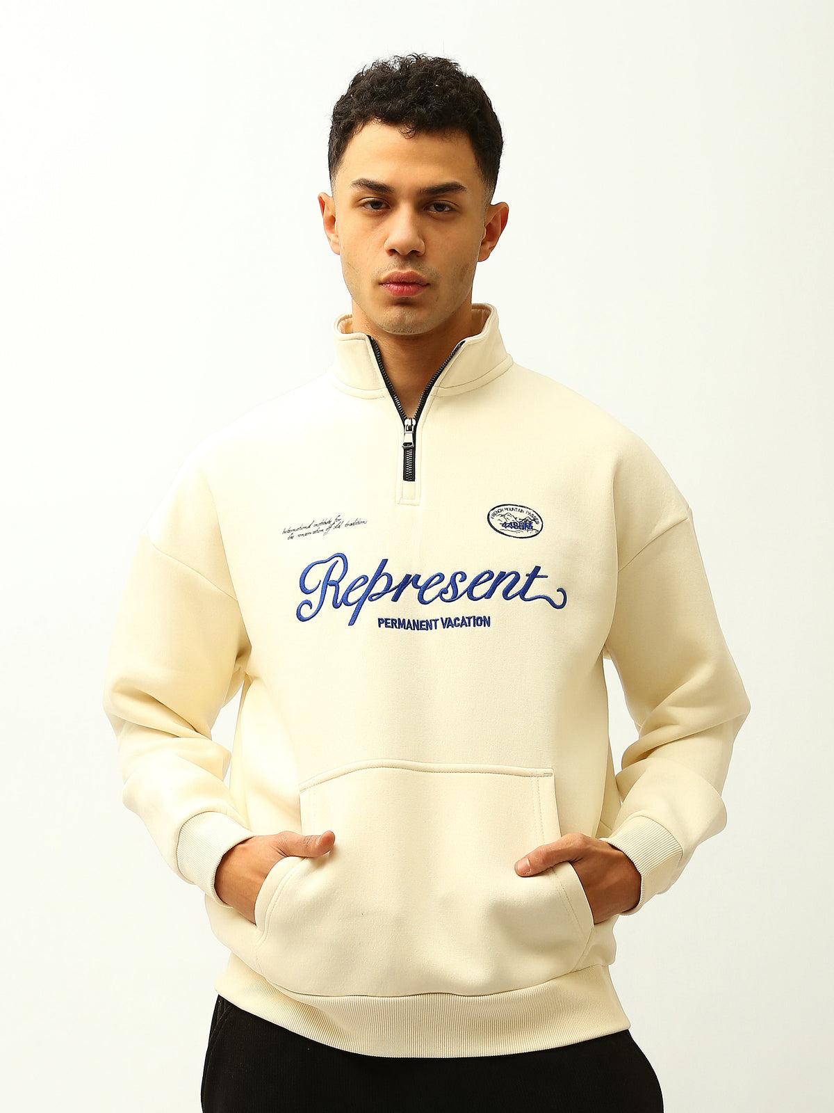 Sweat Homme à Col Montant Zippé avec Broderie – Style Streetwear - SWS26WQNL26577TM1