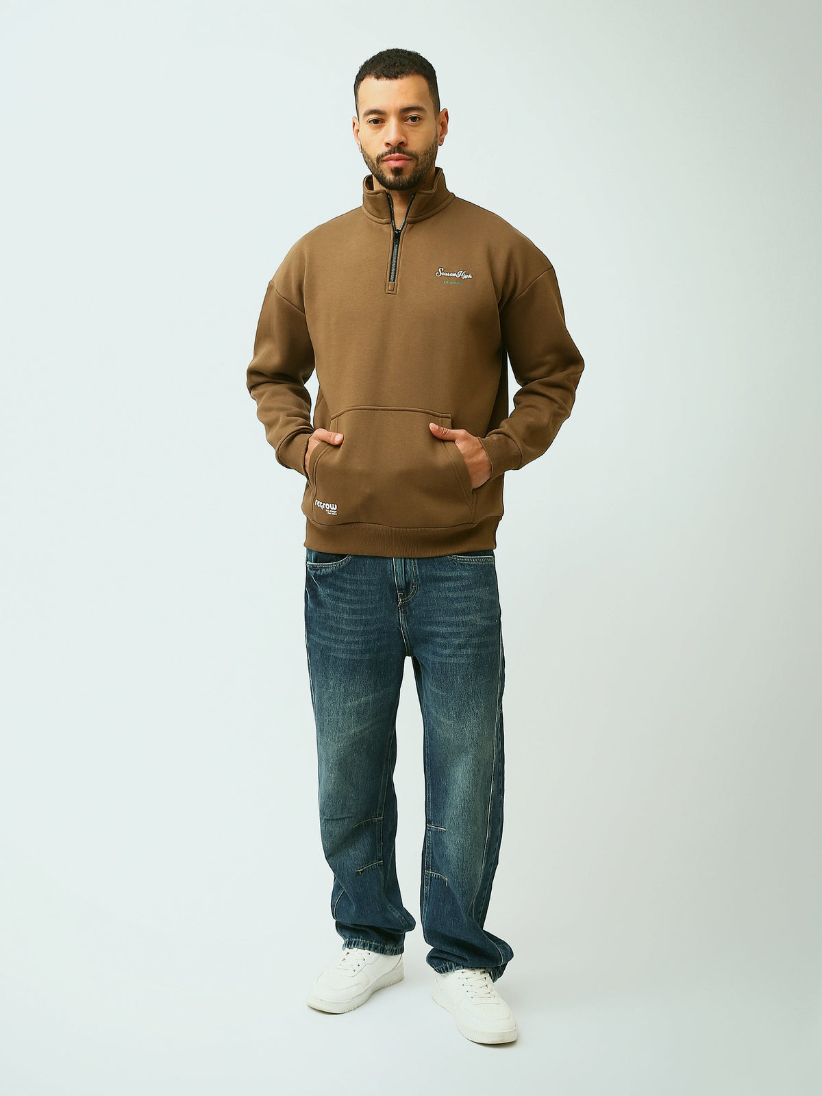 Sweat Homme Oversize à Col Montant Demi-Zippé – Style Casual - SWS26WQNL26579TM1