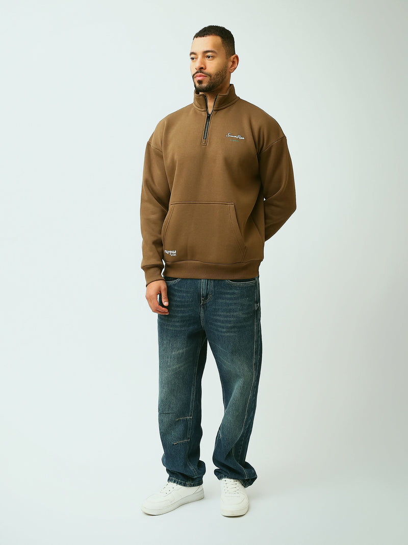 Sweat Homme Oversize à Col Montant Demi-Zippé – Style Casual - SWS26WQNL26579TM1