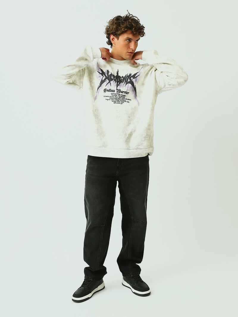 Sweat-shirt homme à col rond avec imprimé graphique – Style streetwear moderne - SWS26WRNL26449TM1