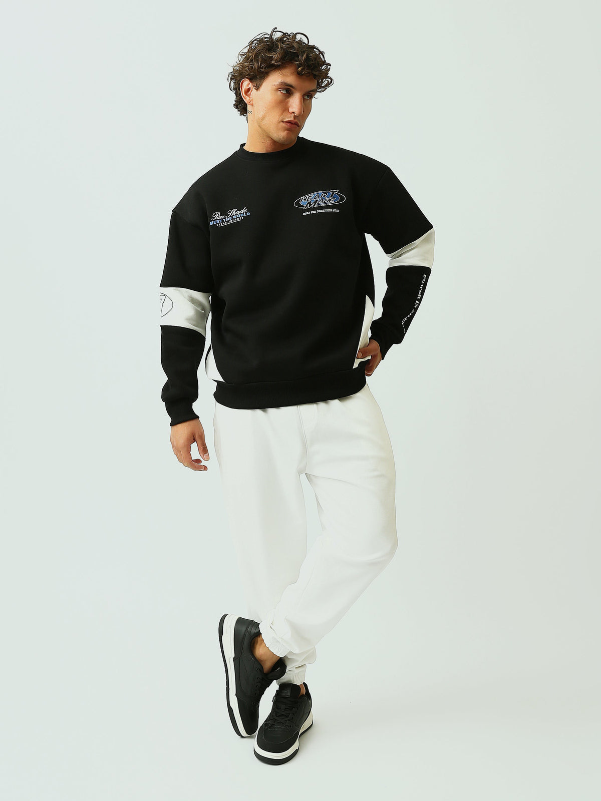 Sweatshirt Homme à Imprimés Graphiques – Style Streetwear Moderne - SWS26WRNL26508TM1