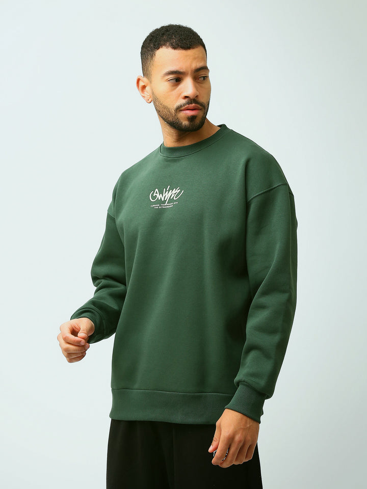 Sweat Homme Oversize à Col Rond avec Inscription – Style Streetwear - SWS26WRNL26584TM1