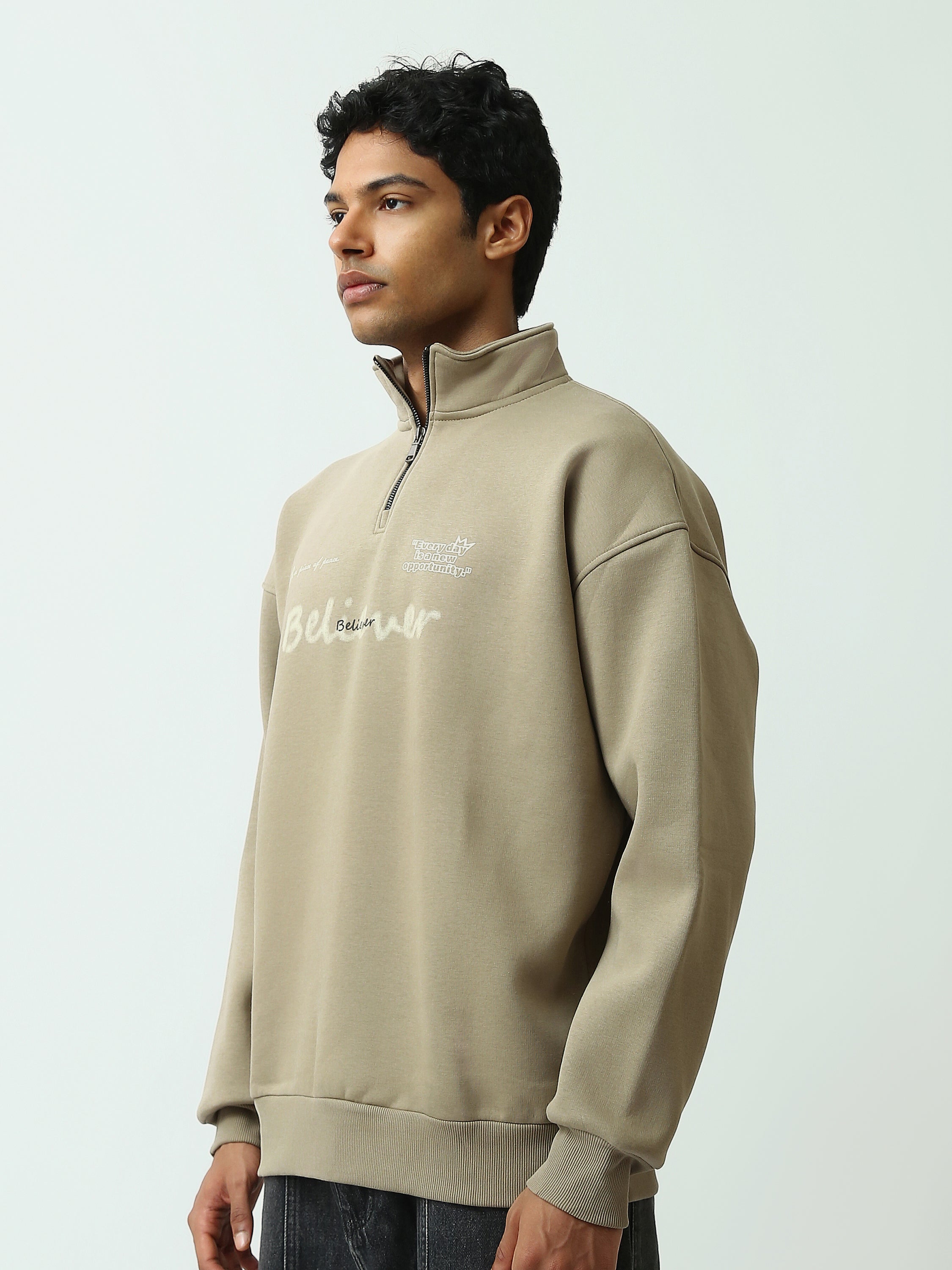 Sweat Homme Col Montant à Demi-Zip Imprimé - SWS26WTNL26381TM1