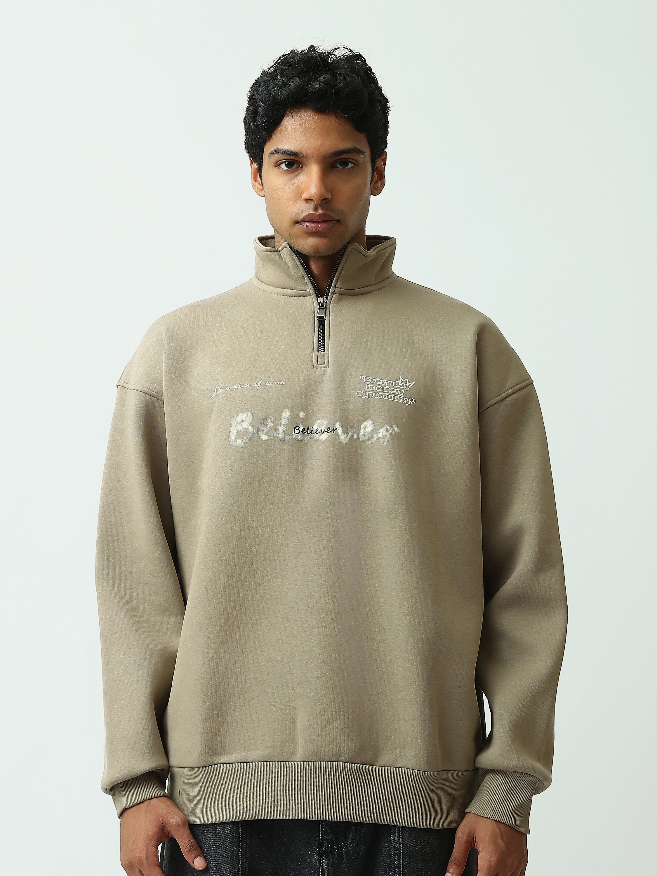 Sweat Homme Col Montant à Demi-Zip Imprimé - SWS26WTNL26381TM1