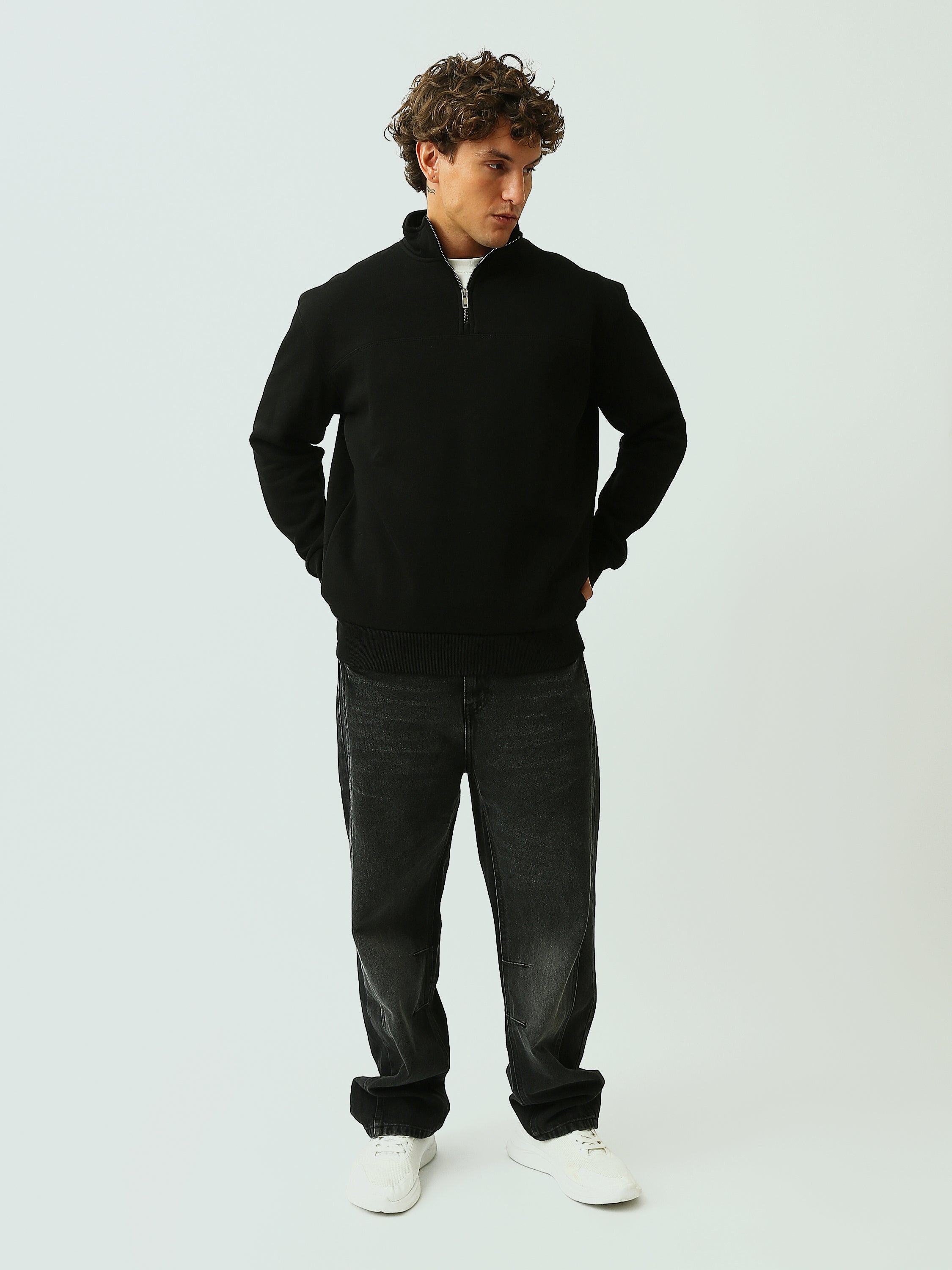 Sweat Homme Col Montant à Demi-Zip Oversize - SWS26WTPL26501TM1