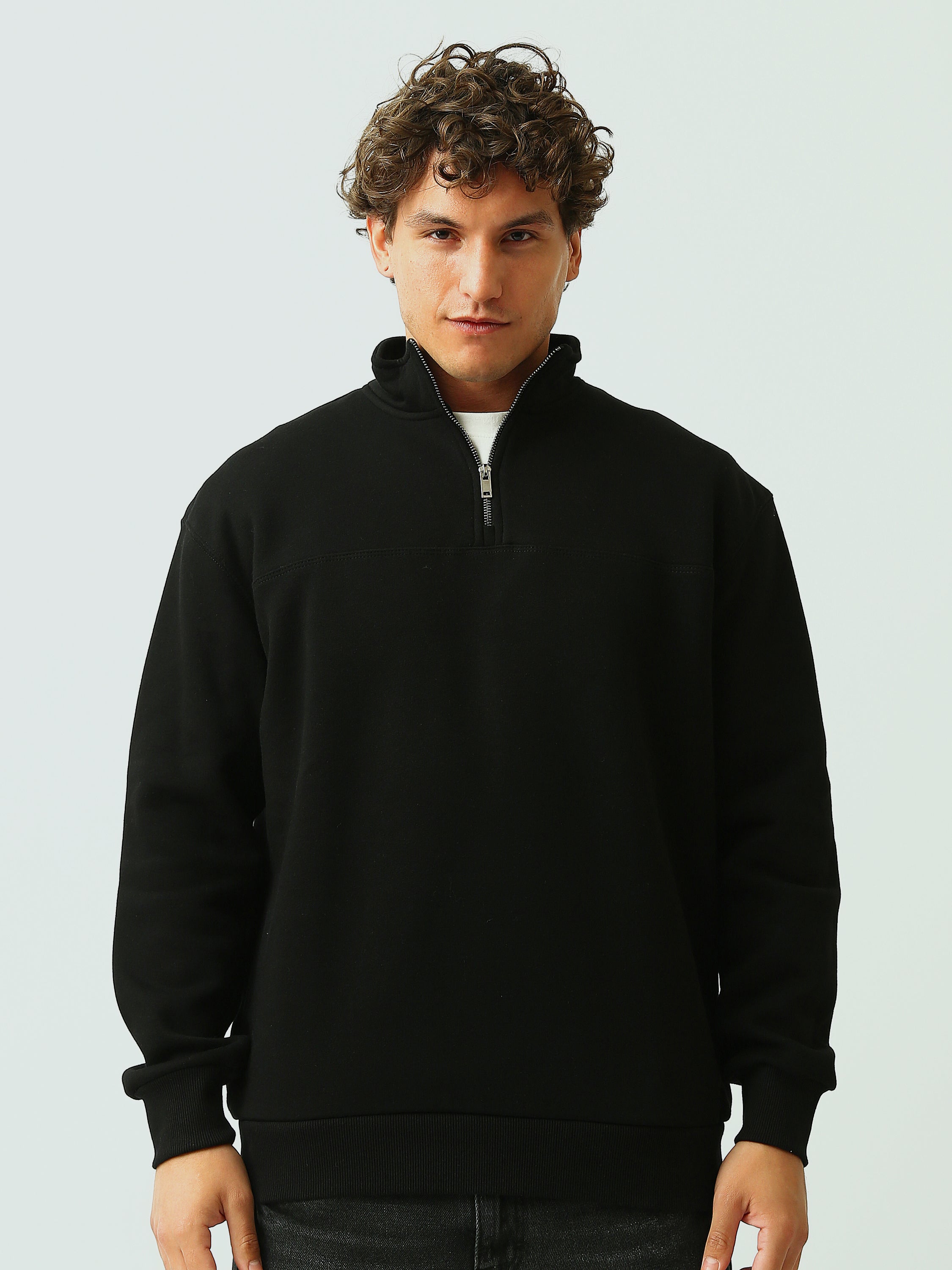 Sweat Homme Col Montant à Demi-Zip Oversize - SWS26WTPL26501TM1