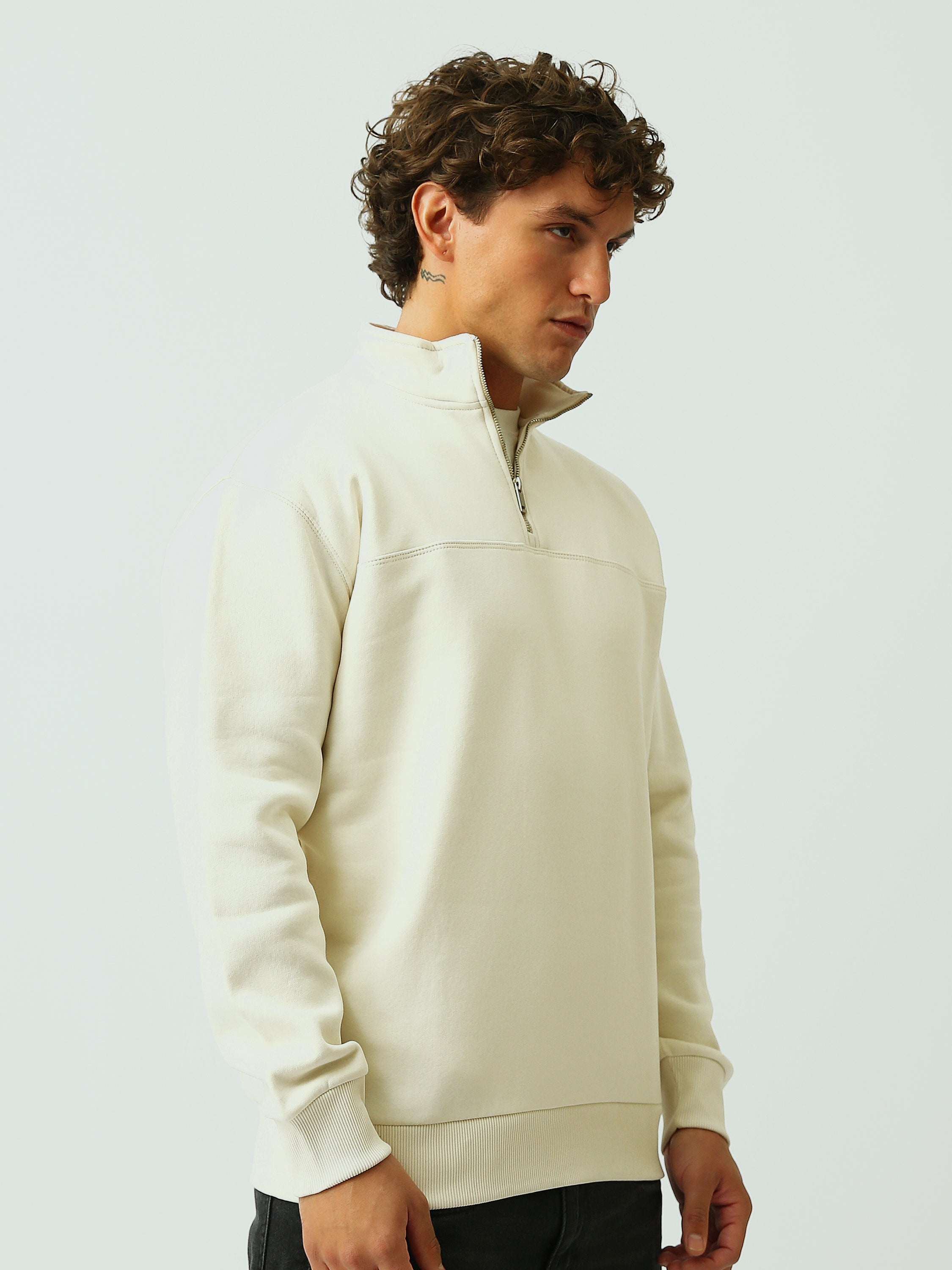 Sweat Homme Col Montant à Demi-Zip Oversize - SWS26WTPL26501TM1