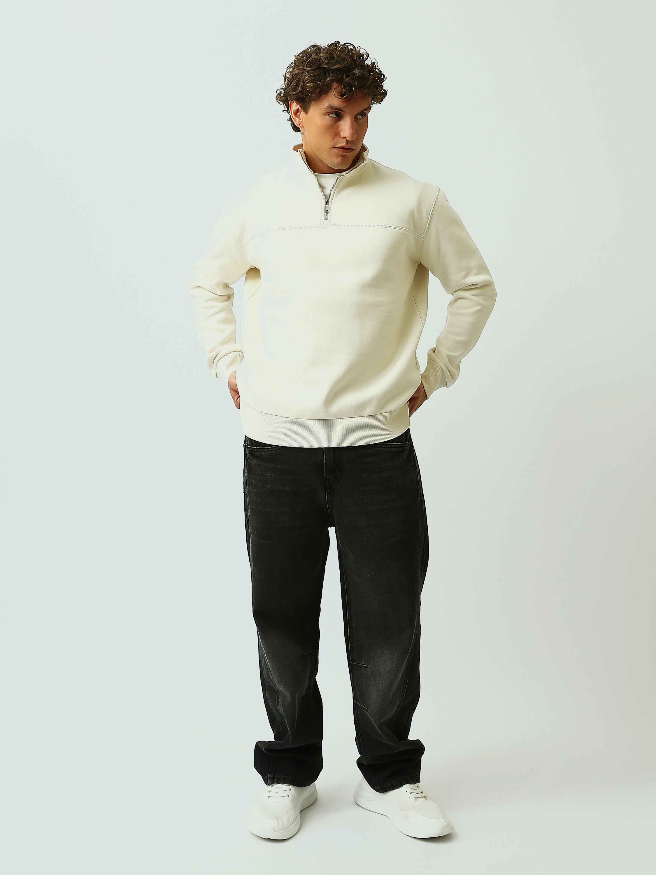 Sweat Homme Col Montant à Demi-Zip Oversize - SWS26WTPL26501TM1