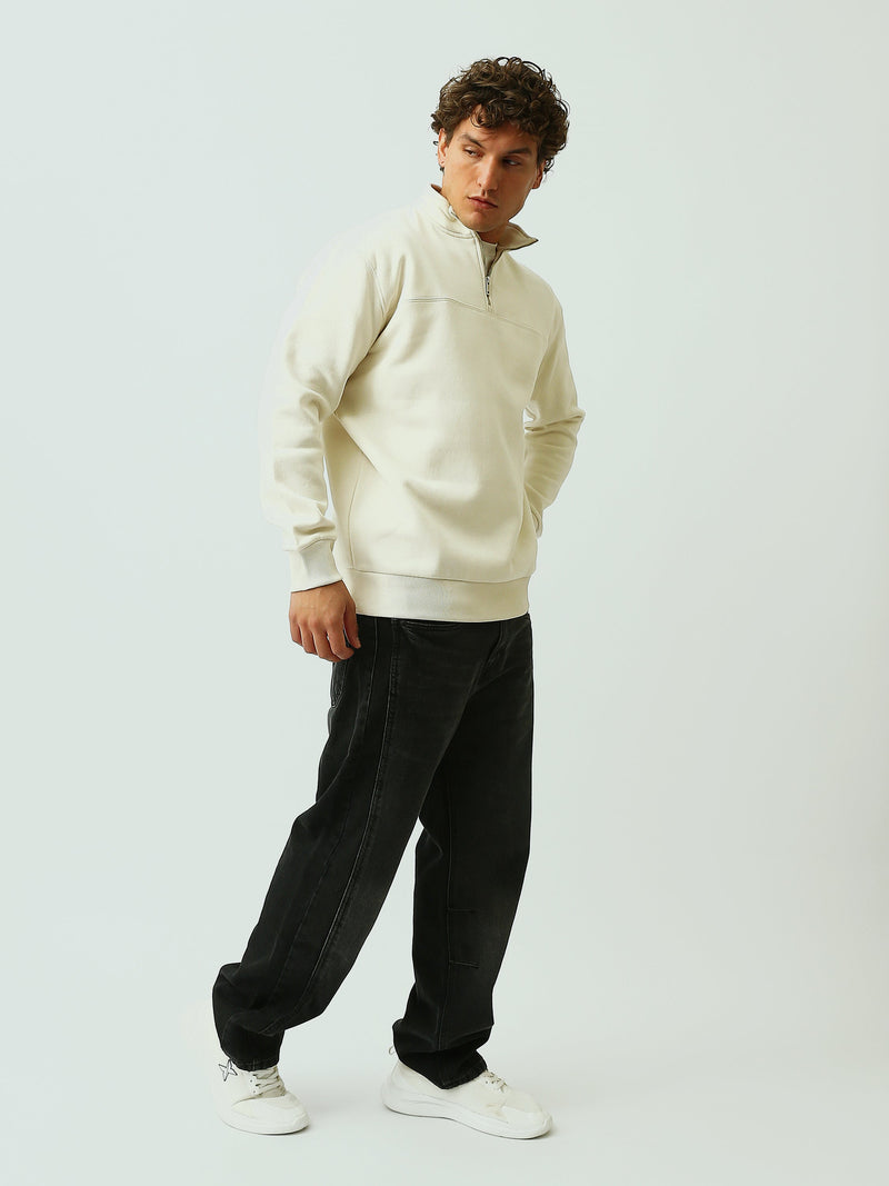 Sweat Homme Col Montant à Demi-Zip Oversize - SWS26WTPL26501TM1