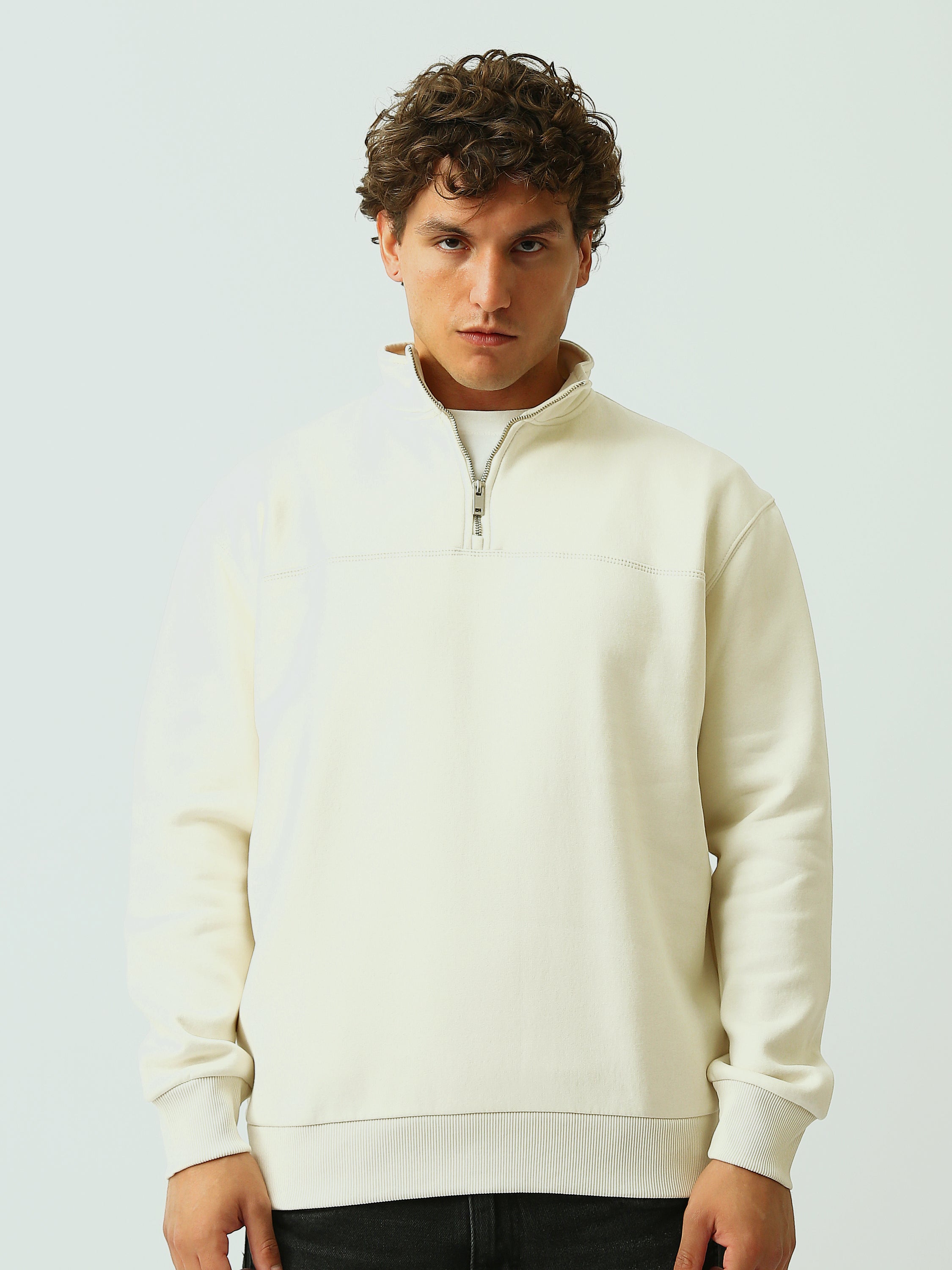 Sweat Homme Col Montant à Demi-Zip Oversize - SWS26WTPL26501TM1
