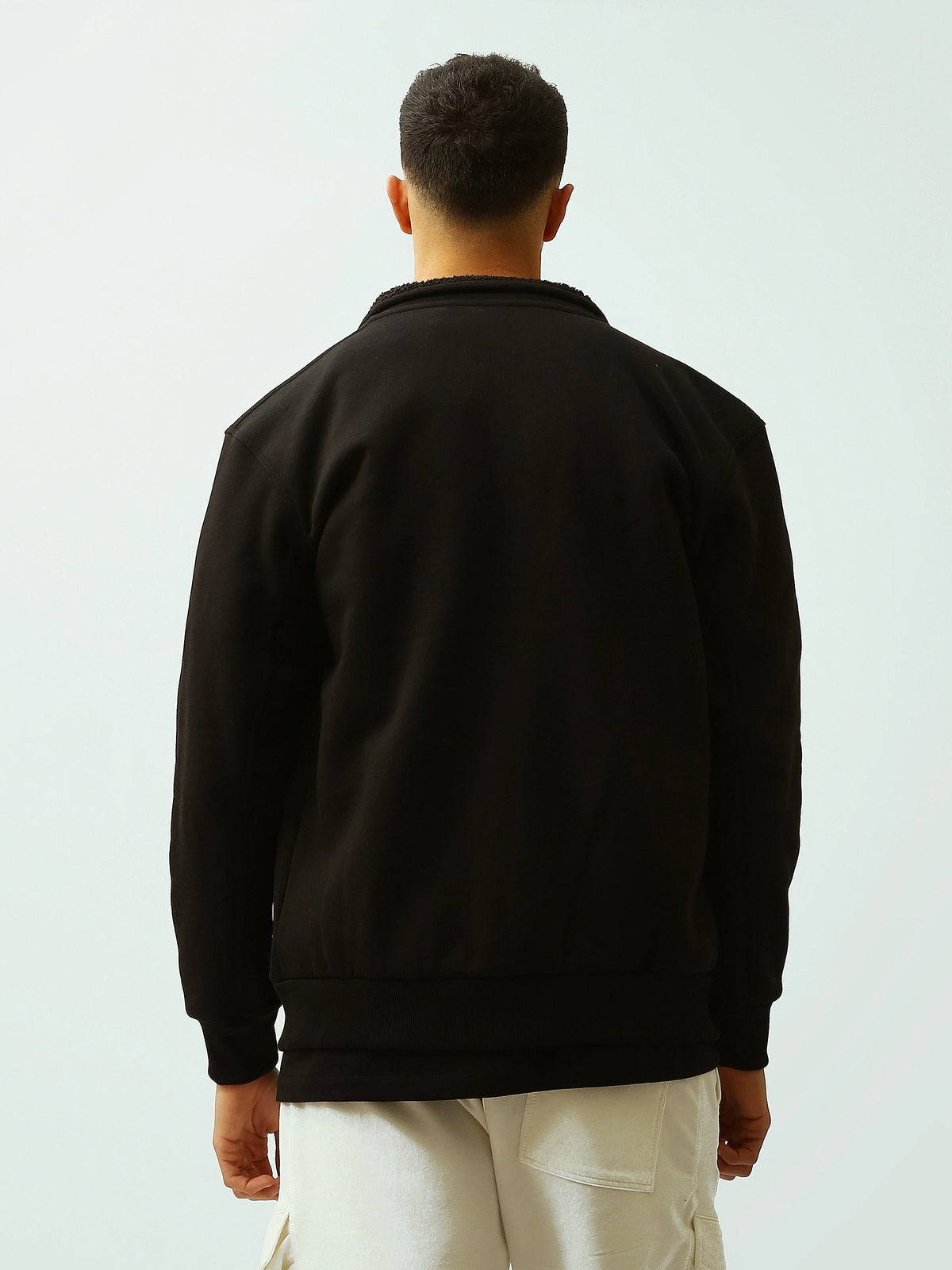 Veste Homme Noire à Col Montant avec Écussons – Style Streetwear - SWS26WZES26417TM1
