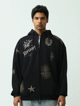 Sweat à capuche homme zippé avec imprimés graphiques – Style streetwear audacieux - SWS26WZNK26465TM1