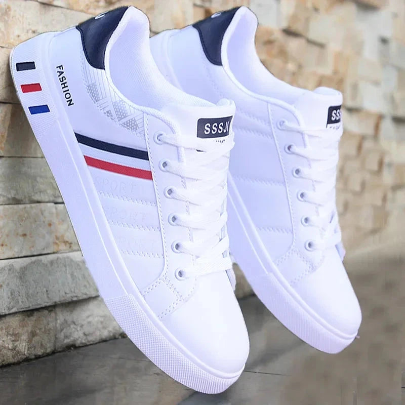 Men's Sneakers White Casual Shoes Lightweight Breathable Flats Fashion Lace-up Vulcanized Shoes Non Slip Outdoor Men Shoes Tenis MU Group