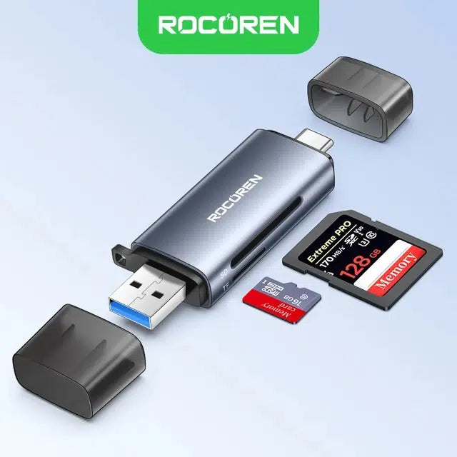 Lecteur de Carte Mémoire 2-en-1 ROCOREN - USB-A et USB Type-C