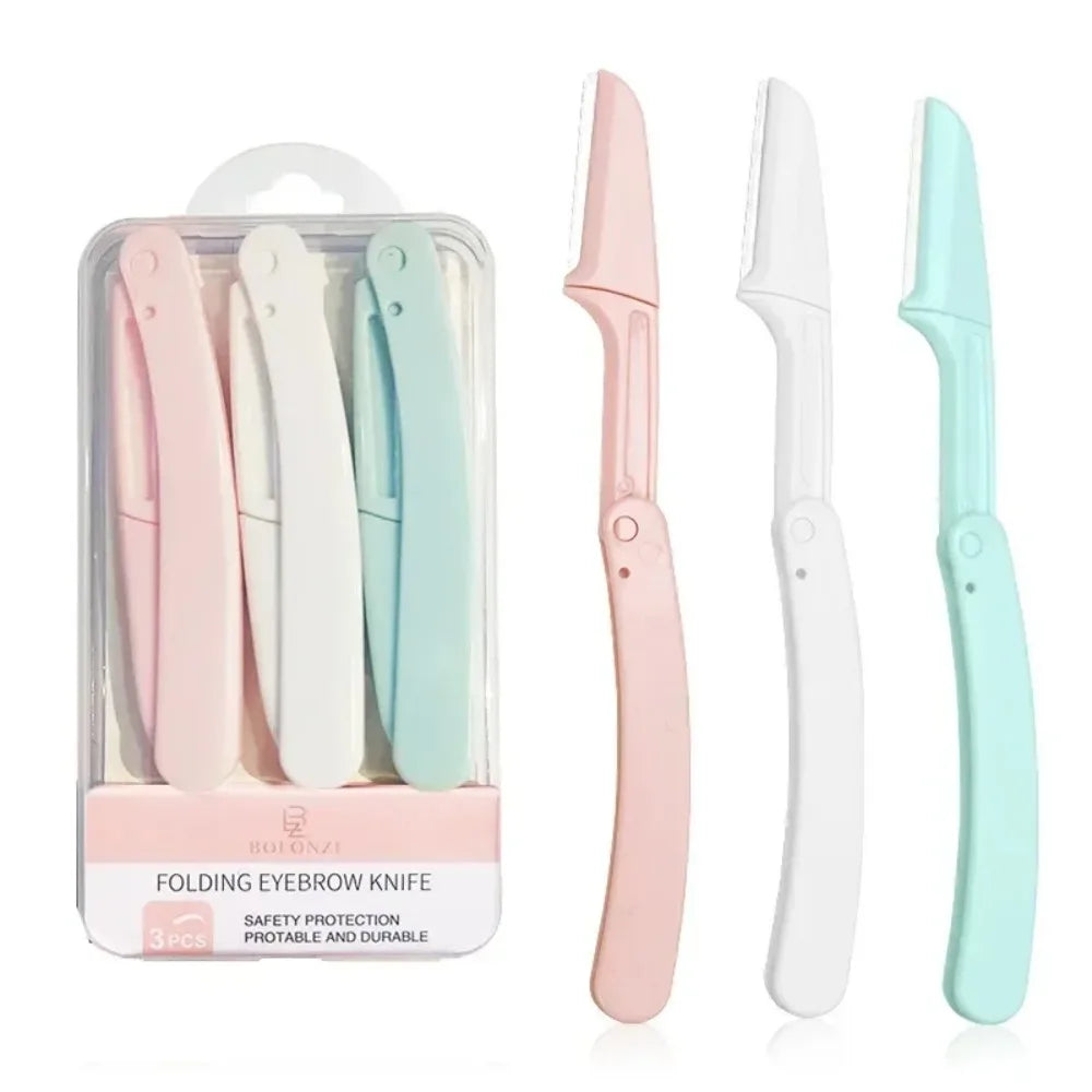 1/3pc Rasoir Pliable Sécurisé pour Dames, Tondeuse à Sourcils, Lame Anti-Éraflure, Outils de Maquillage, Tondeuse à Sourcils, Rasoir pour le Visage pour Femmes