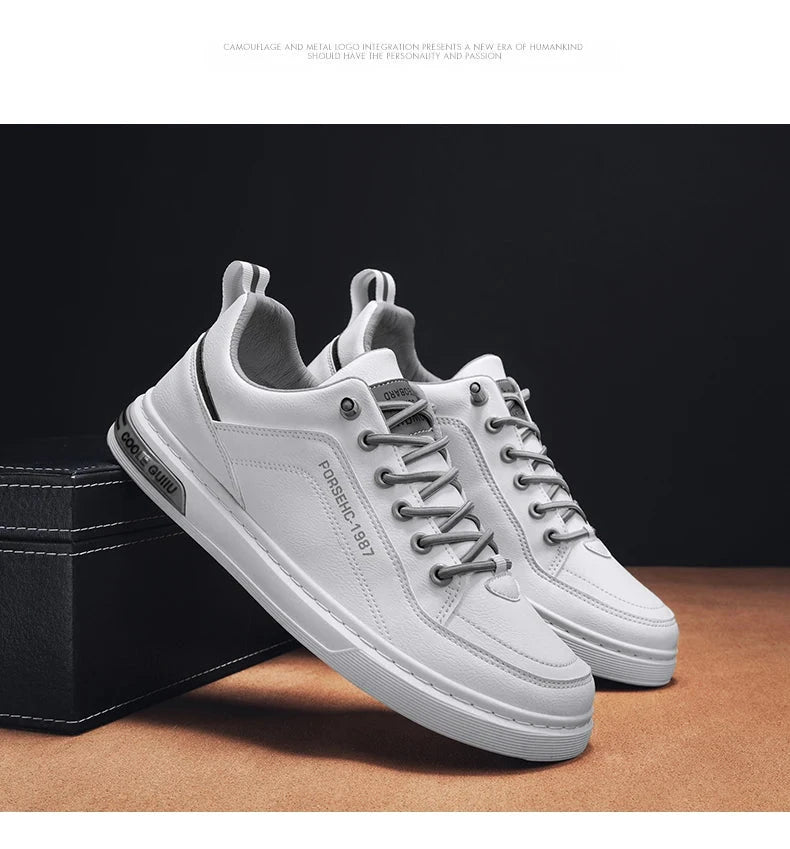 2025 New Trendy Versatile Cloth Shoes Men's Spring New Breathable White Shoes Men's Sports and Leisure Board Shoes Trendy Shoes MU Group