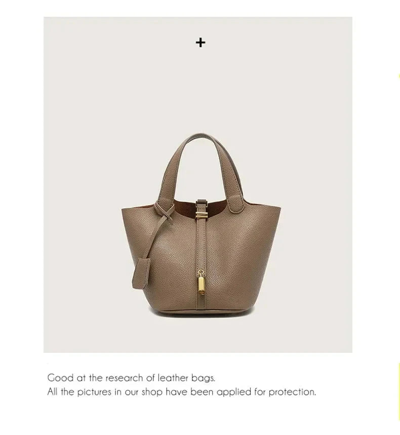 New lychee patterned bucket bag, women's handbag, Picotin bag MU Group