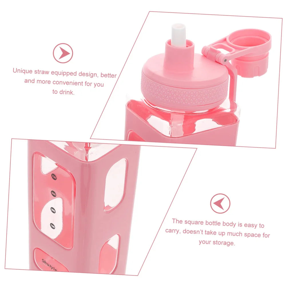 Bouteille d'eau portable Kawaii pour filles, carafe à eau avec paille, autocollant 3D, 700ml, mignon, enfants, HI