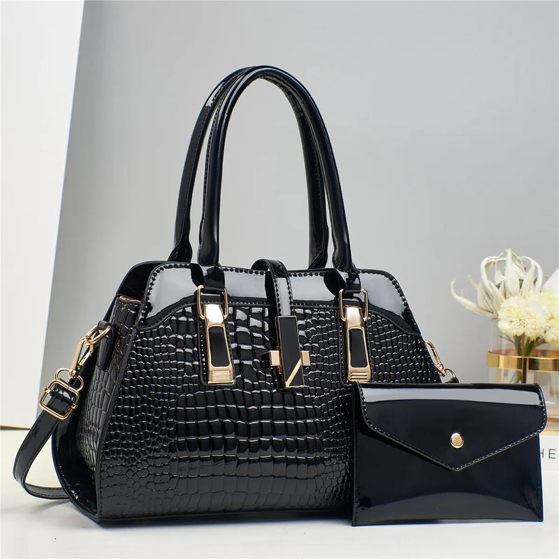 Sac à Main Femme de Luxe Crocodile – Sac Tote en Cuir Éclatant avec Bandoulière