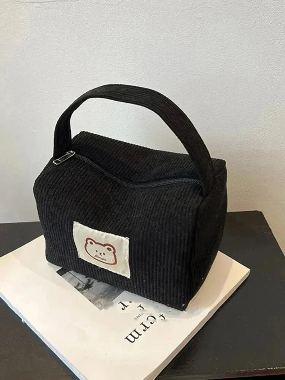Sac à Maquillage Femme – Sac Cosmétique en Corduroy Doux, Sac Tendance Large Capacité avec Poignée - Justyol