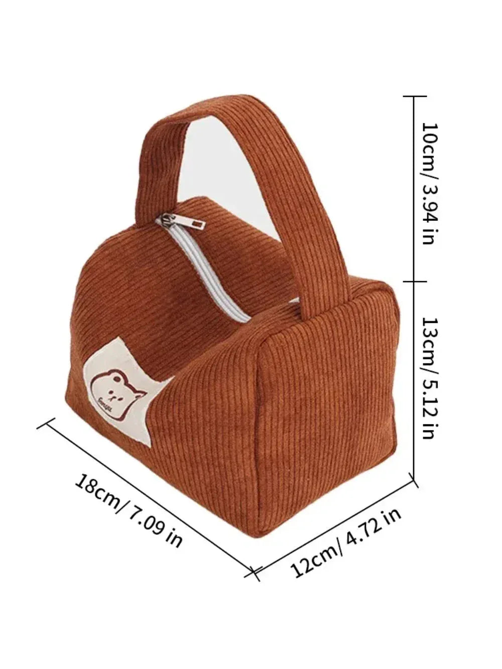 Sac à Maquillage Femme – Sac Cosmétique en Corduroy Doux, Sac Tendance Large Capacité avec Poignée - Justyol