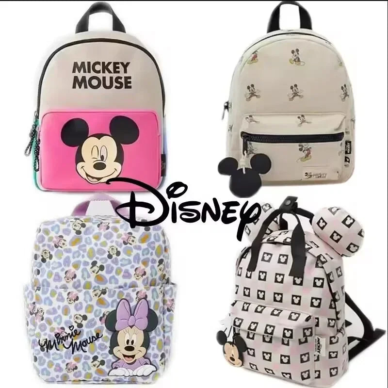 Sac à Dos de Dessin Animé Disney pour Femme et Fille, Cartable d'École en Toile Minnie, Grande Capacité, Mochila