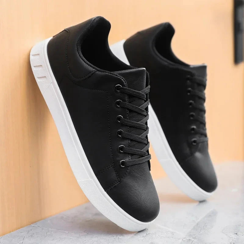 Classic Men Leather Shoes Thick-soled Casual Sneakers Trendy Lace-up Walking Shoes Spring Anti-slip Comfortable Vulcanized Shoes MU Group