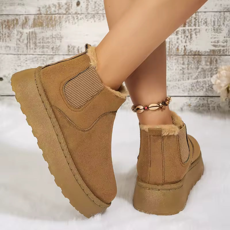 Bottes Femme Casual Hiver avec Texture Veloutée et Semelle Haute – Élégance et Confort - Justyol