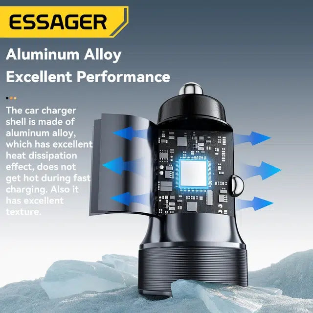 Essager Chargeur Voiture 30W USB-C PD & QC 3.0 Charge Rapide Maroc