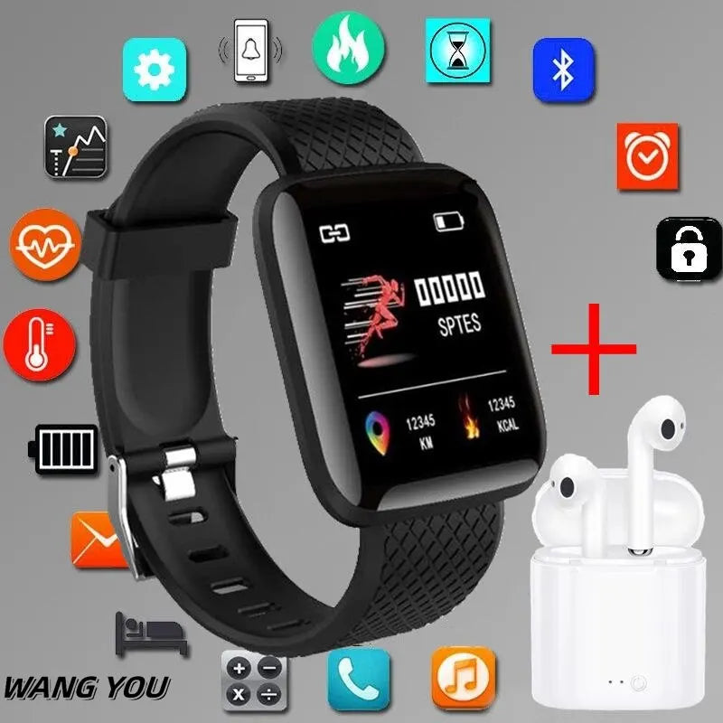 Bracelet de sport intelligent sans fil, podomètre, Bluetooth, ensembles de sauna, rappel de la fréquence cardiaque, tension artérielle, 116Plus