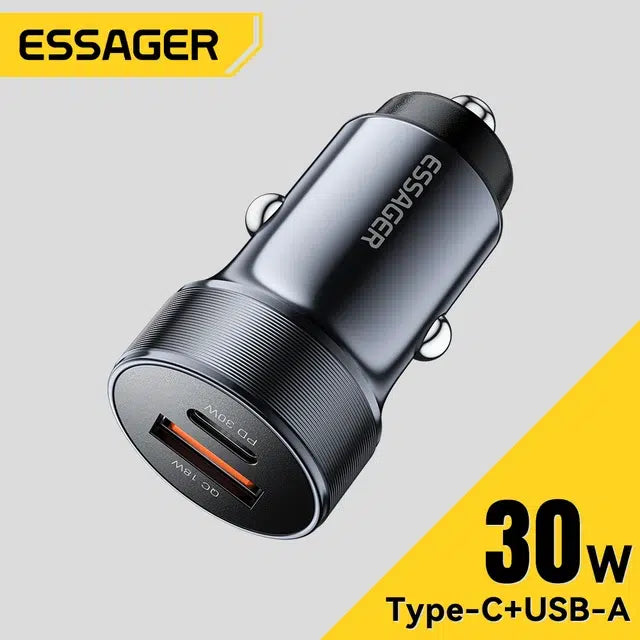 Essager Chargeur Voiture 30W USB-C PD & QC 3.0 Charge Rapide Maroc