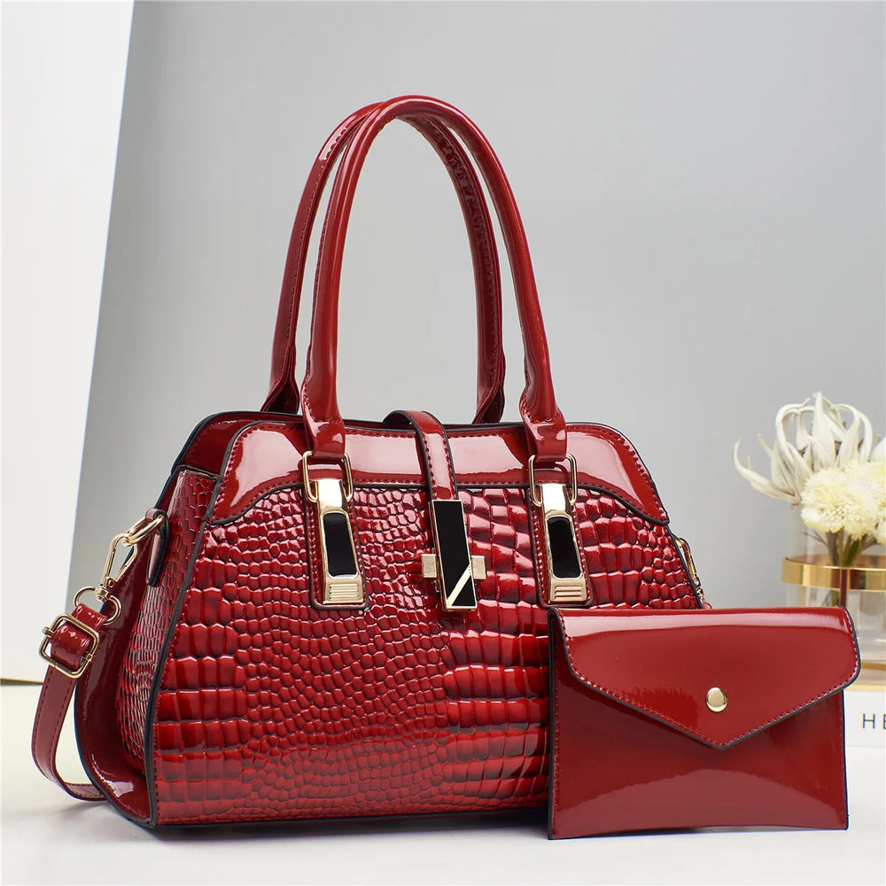 Sac à Main Femme de Luxe Crocodile – Sac Tote en Cuir Éclatant avec Bandoulière