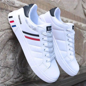 Men's Sneakers White Casual Shoes Lightweight Breathable Flats Fashion Lace-up Vulcanized Shoes Non Slip Outdoor Men Shoes Tenis MU Group