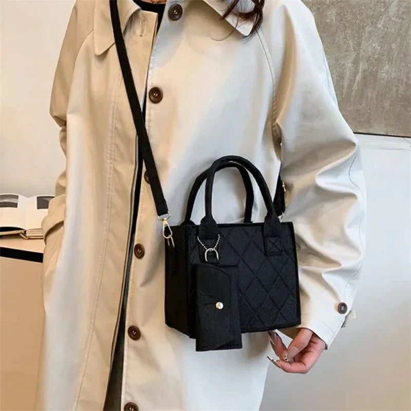 Ensemble 3pcs Sac à Main Femme Embossé – Sac Bandoulière, Pochette et Portefeuille, Sac Carré Unicolore - Justyol