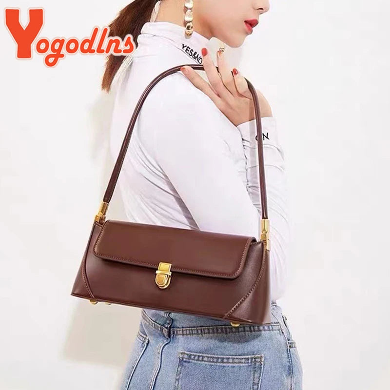 Sac à Main Femme Rétro – Sac à Bandoulière et Sous l'Aisselle en Cuir PU avec Fermeture à Rabat