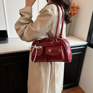Fashionable Underarm Bow Bag for Women 2024 Korean Edition New Simple Leisure Pillow Bag Trendy Versatile Shoulder Bag MU Group