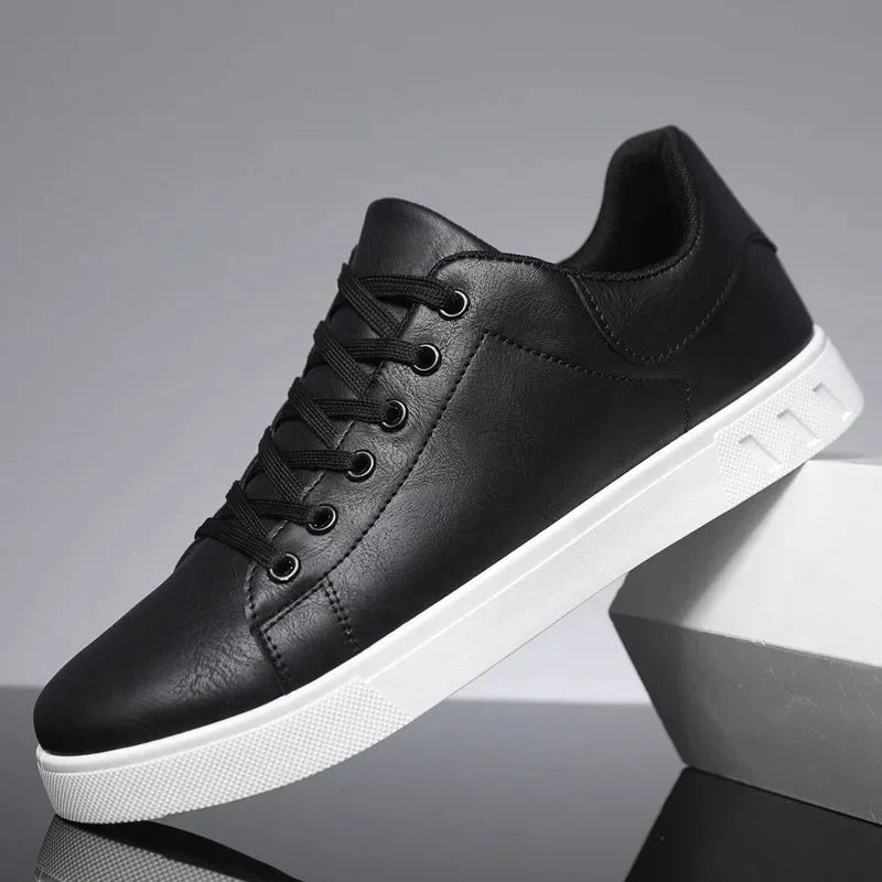 Classic Men Leather Shoes Thick-soled Casual Sneakers Trendy Lace-up Walking Shoes Spring Anti-slip Comfortable Vulcanized Shoes MU Group