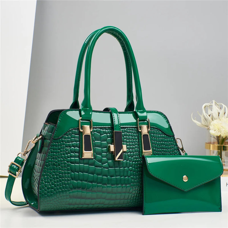 Sac à Main Femme de Luxe Crocodile – Sac Tote en Cuir Éclatant avec Bandoulière