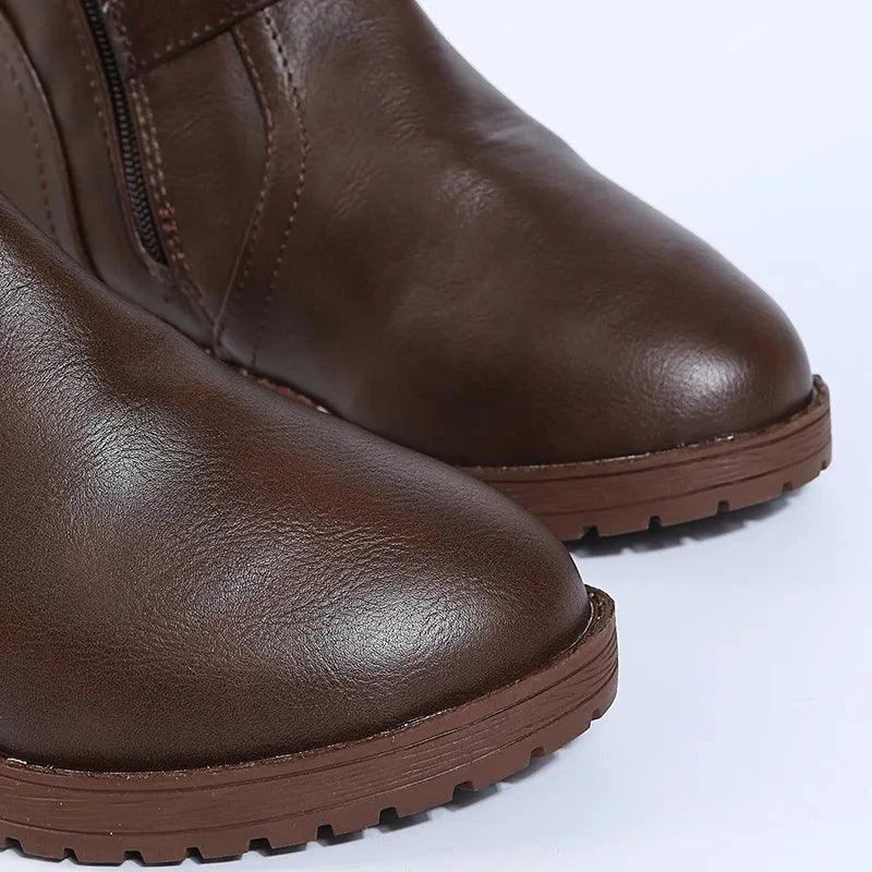 Bottes Femme Longues avec Fermeture Éclair Latérale – Confort et Élégance avec Talon Bas - Justyol