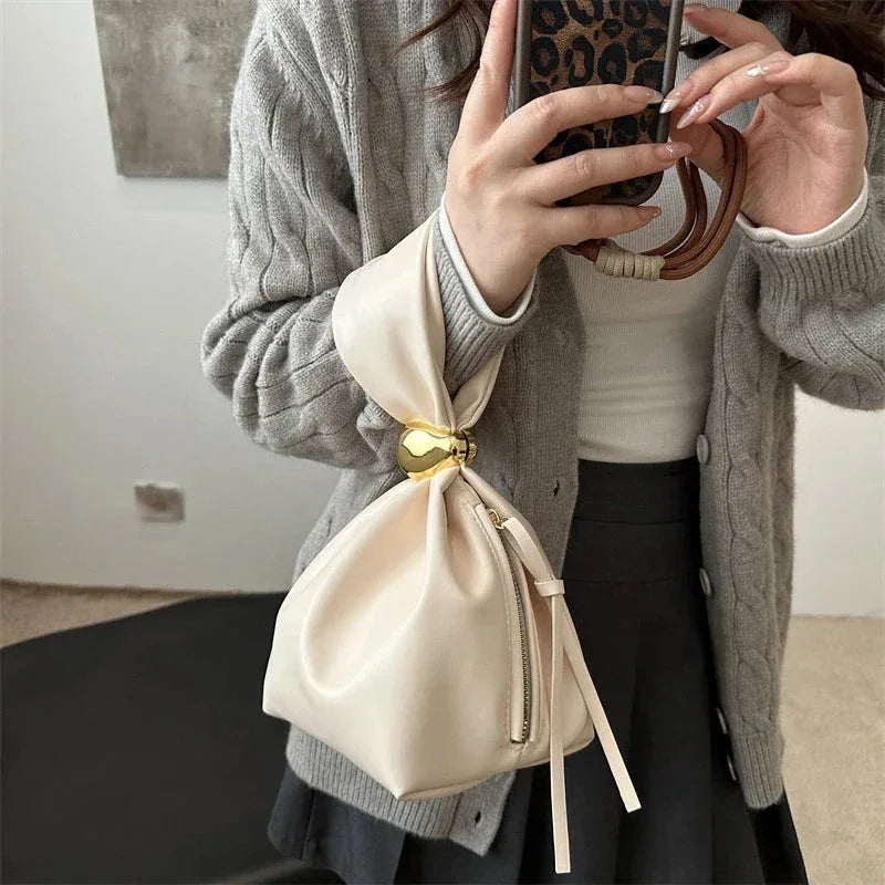 Petit Sac Sous l'Aisselle Femme – Sac Plissé en Cuir PU, Sac à Bandoulière Rétro Élégant, Sac à Main Mode - Justyol
