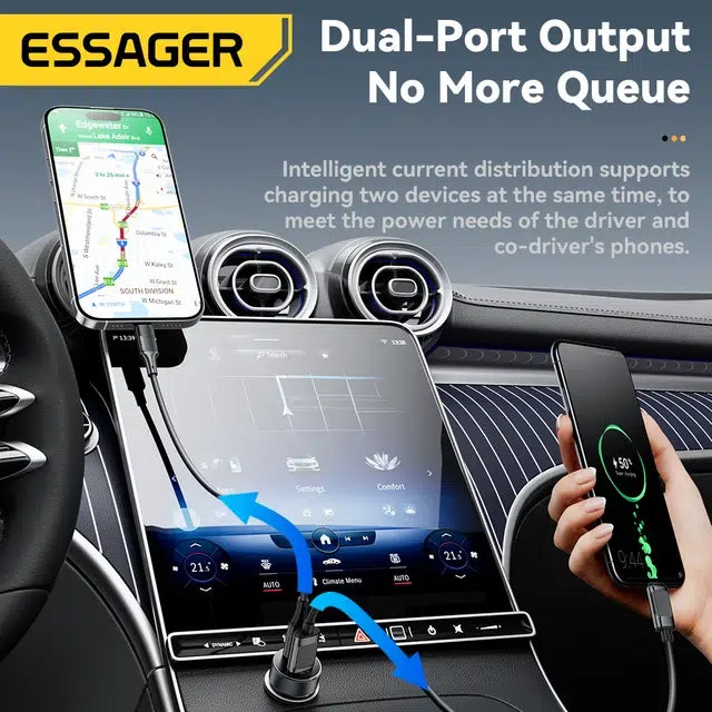 Essager Chargeur Voiture 30W USB-C PD & QC 3.0 Charge Rapide Maroc