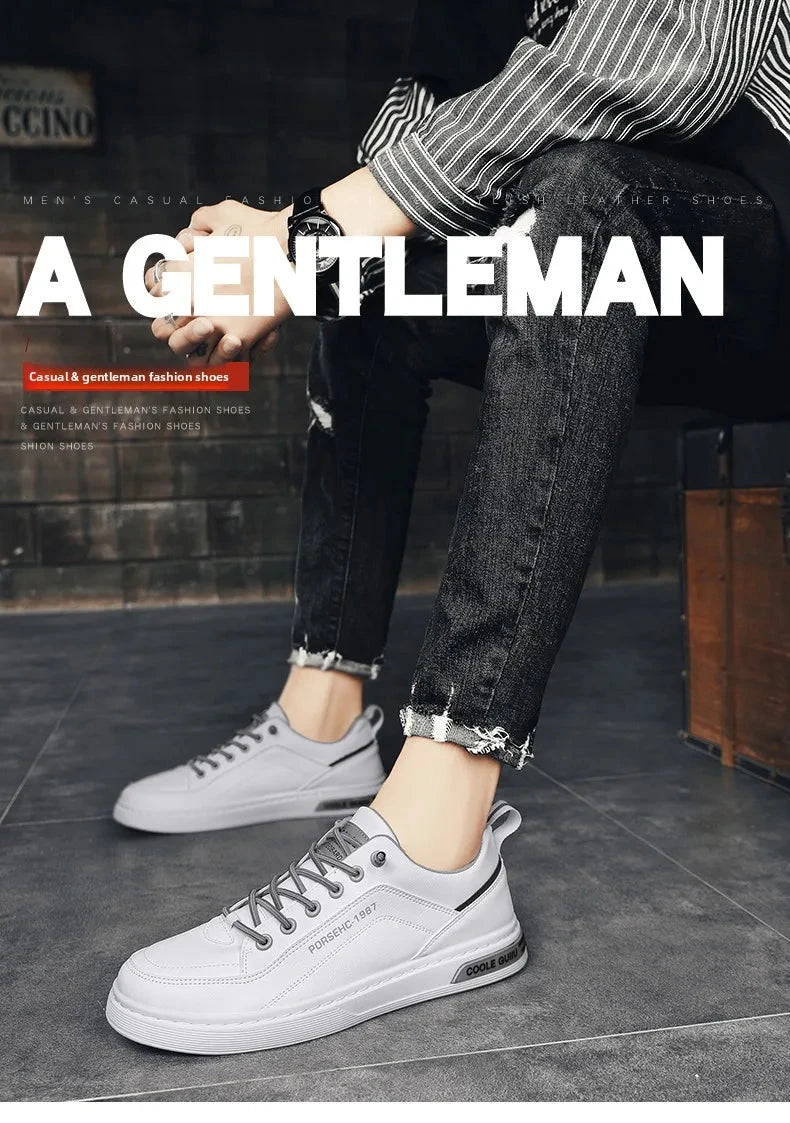 2025 New Trendy Versatile Cloth Shoes Men's Spring New Breathable White Shoes Men's Sports and Leisure Board Shoes Trendy Shoes MU Group