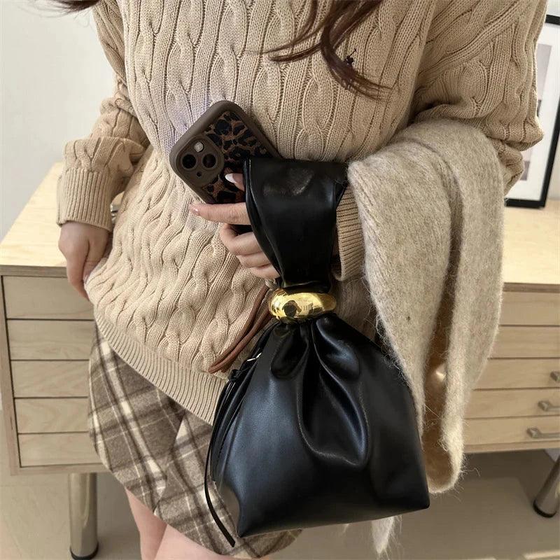 Petit Sac Sous l'Aisselle Femme – Sac Plissé en Cuir PU, Sac à Bandoulière Rétro Élégant, Sac à Main Mode - Justyol