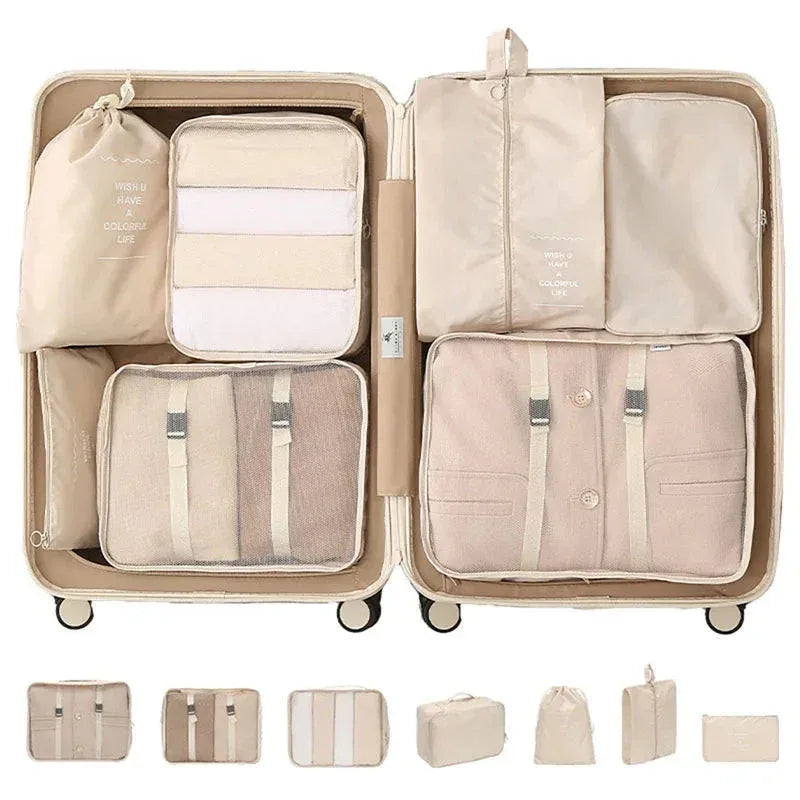 Ensemble de 11pcs Organisateurs de Voyage – Sacs de Rangement pour Vêtements, Articles de Toilette, Chaussures, et Accessoires - Justyol