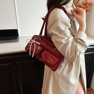 Fashionable Underarm Bow Bag for Women 2024 Korean Edition New Simple Leisure Pillow Bag Trendy Versatile Shoulder Bag MU Group