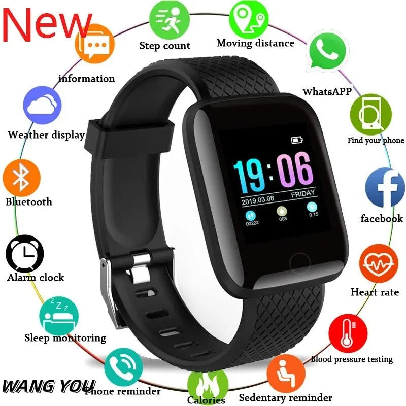 Bracelet de sport intelligent sans fil, podomètre, Bluetooth, ensembles de sauna, rappel de la fréquence cardiaque, tension artérielle, 116Plus